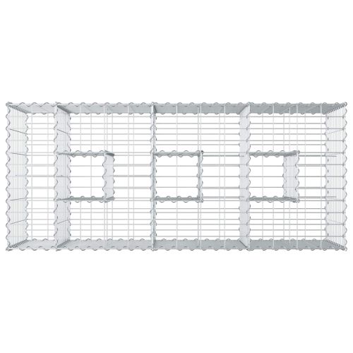 Габиона повдигнато легло Сребрист 140 x 60 x 55 см