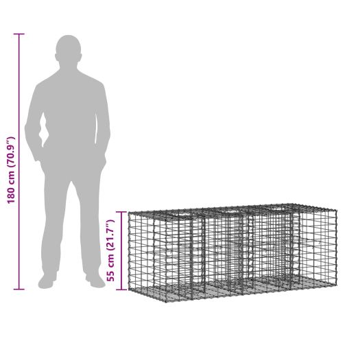 Габиона повдигнато легло Сребрист 140 x 60 x 55 см