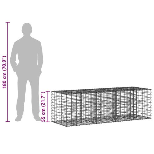 Габиона повдигнато легло Сребрист 180 x 60 x 55 см