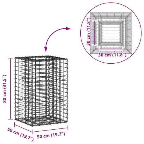 Габиона повдигнато легло Сребрист 50 x 50 x 80 cm
