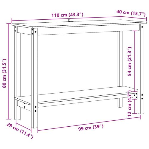 Конзолна маса Восъчен Кафяв 110 x 40 x 80 см Масивна боровина