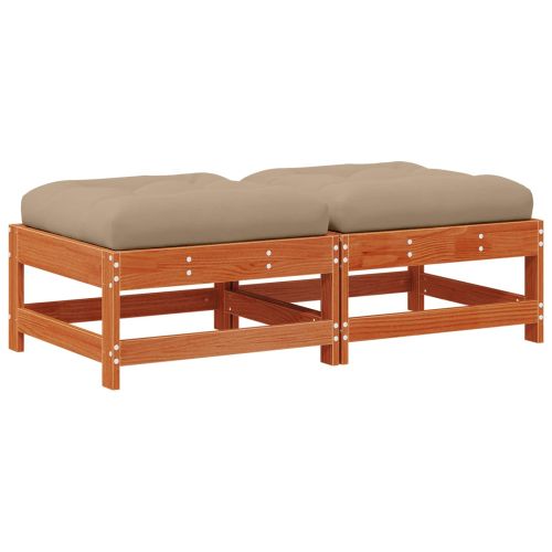 Градинска поставка за крака Масивна боровина Восъчен Кафяв