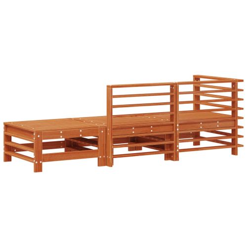 Секционен диван 3 Брой Восъчен Кафяв Масивна боровина