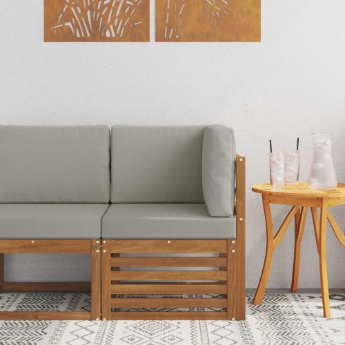 Външен ъглов диван Солидно акациево дърво Естествен