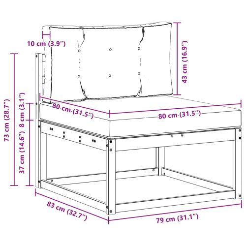 Среден диван за открито Естествен
