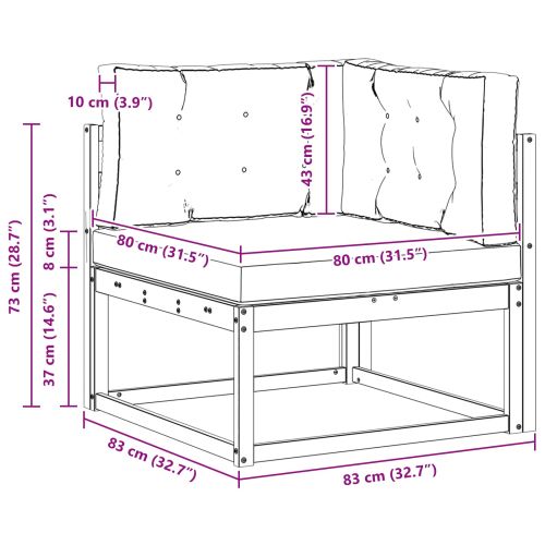 Ъглов диван за открито Естествен