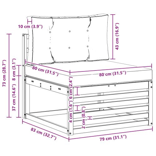 Външен среден диван Солидно акациево дърво Естествен