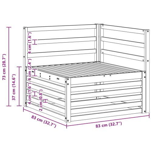 Ъглов диван за открито Солидно акациево дърво Естествен