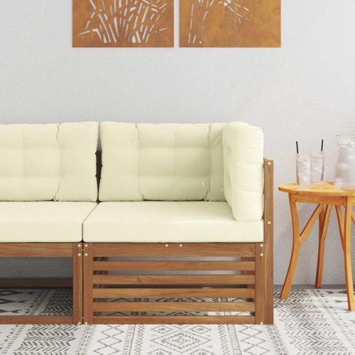 Ъглов диван за открито Солидно акациево дърво Естествен