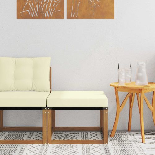 Външна табуретка Масивна акациева дървесина и текстилен плат