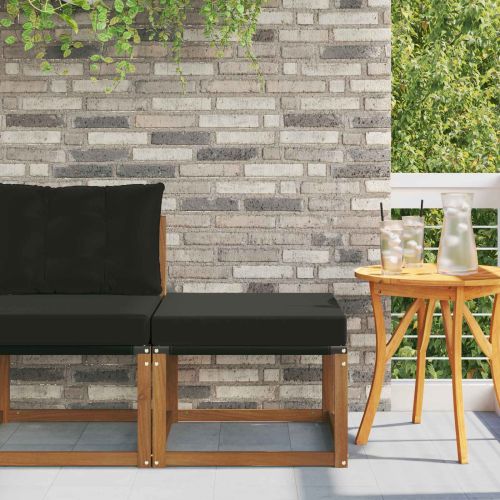 Външна табуретка Масивна акациева дървесина и текстилен плат