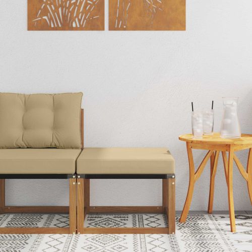 Външна табуретка Масивна акациева дървесина и текстилен плат