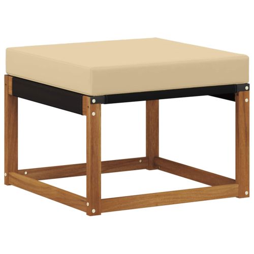 Външна табуретка Масивна акациева дървесина и текстилен плат