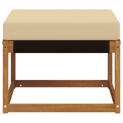 Външна табуретка Масивна акациева дървесина и текстилен плат