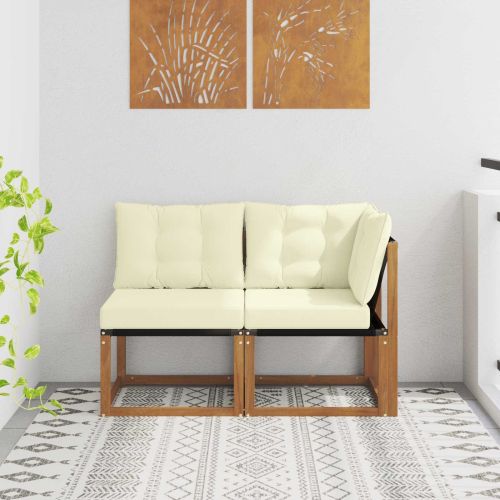 Външен среден и ъглов диван с възглавница 2 Брой Естествен