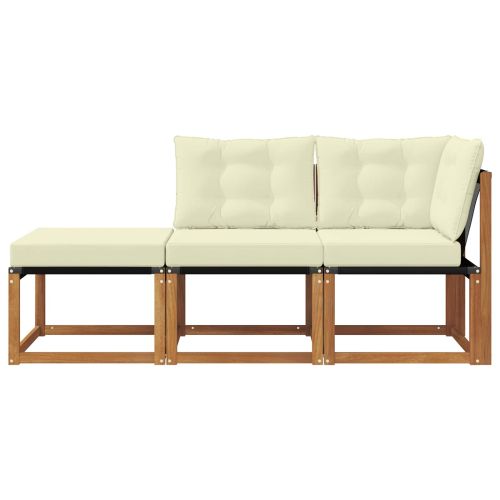 Външен модулен диван с възглавница 3 Брой Натурален и Крема
