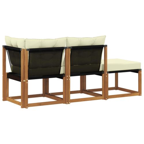 Външен модулен диван с възглавница 3 Брой Натурален и Крема