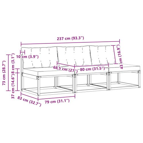 3 Брой Среден диван за открито