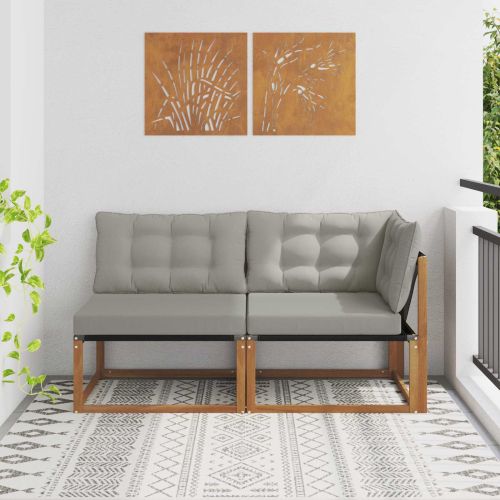 Външен среден и ъглов диван с възглавница 2 Брой Естествен