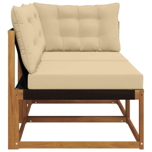 Външен среден и ъглов диван с възглавница 7 Брой Естествен