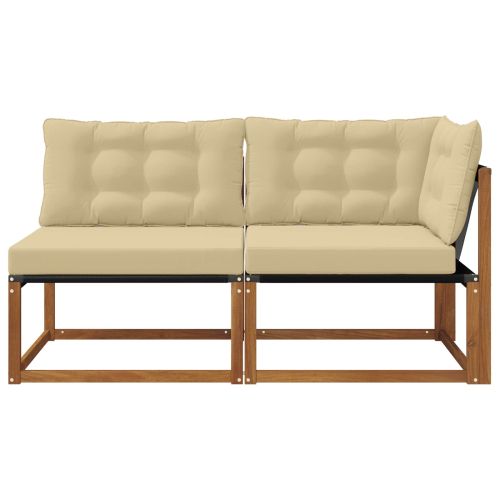 Външен среден и ъглов диван с възглавница 7 Брой Естествен