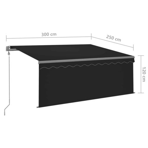 Автоматично прибиращ се сенник с щора, 3x2,5 м, антрацит