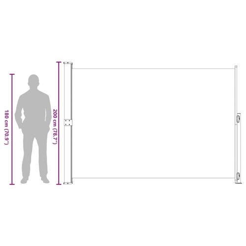 Прибираща се дворна странична тента, 200x300 см, черна