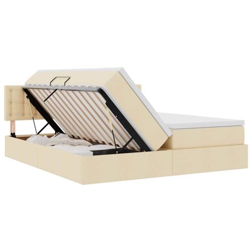 Легло с място за съхранение Кремав 200 x 200 cm Изкуствена