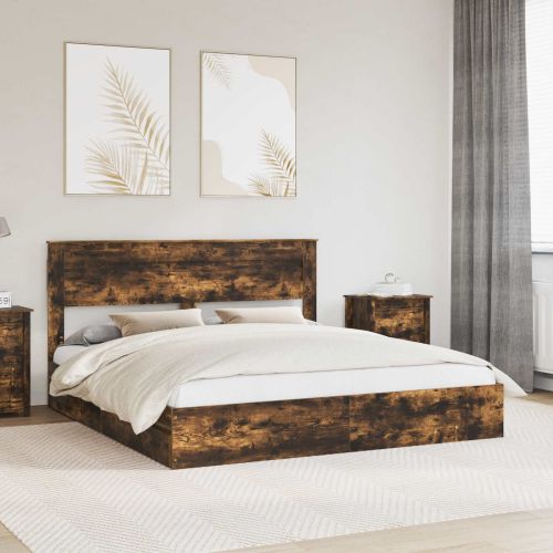 Легло с място за съхранение с таблото Димян дъб 180 x 200 cm