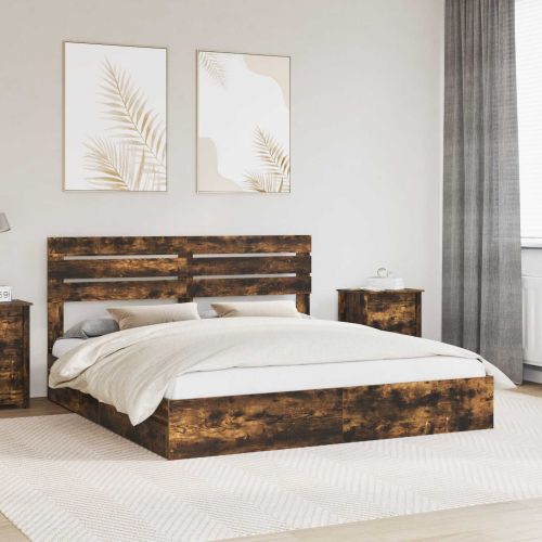 Легло с място за съхранение с таблото Димян дъб 180 x 200 cm