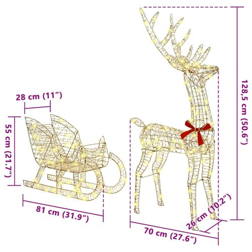 Дядо Коледа, който дърпа шейна Топло бяло 70 x 26 x 129 см PET