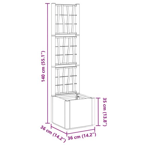 Градинска саксия с решетка Кафяво 36 x 36 x 140 см ПП