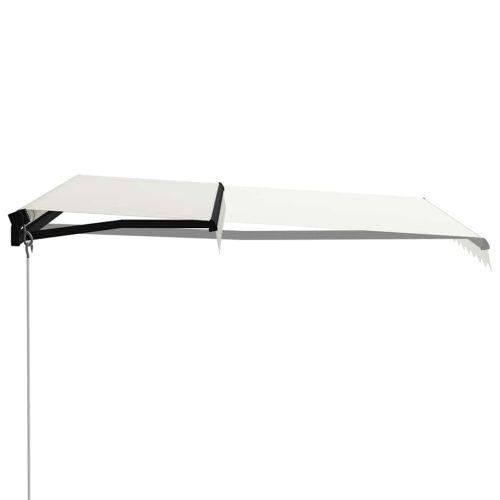 Ръчно прибираща се тента с LED, 300x250 см, кремава