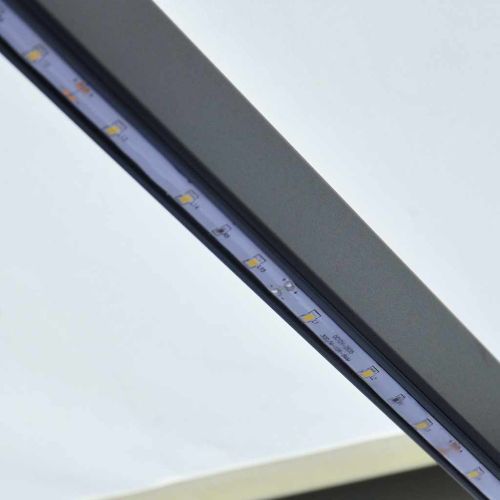 Ръчно прибираща се тента с LED, 300x250 см, кремава