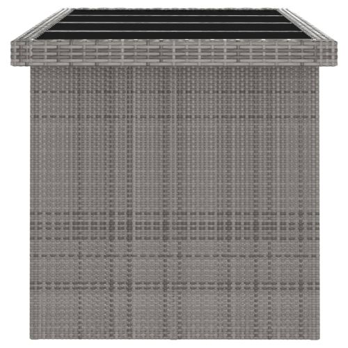 Градински комплект с възглавници, 11 части, полиратан, сив