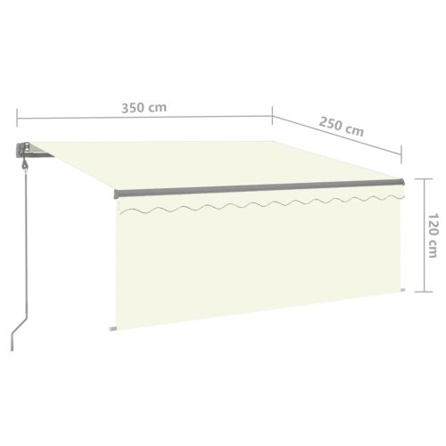 Автоматично прибиращ се сенник с щора, 3,5x2,5 м, кремав