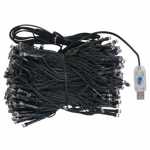 Изкуствена осветена коледна елха с топки черна 240 см PVC