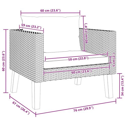 Едноместен градински диван с възглавници, полиратан, бежов