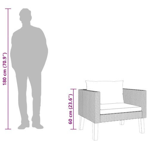 Едноместен градински диван с възглавници, полиратан, бежов