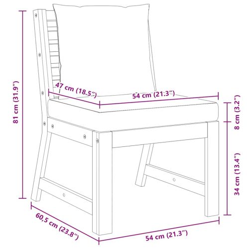 Модулен среден диван тъмносиви възглавници акациево дърво масив