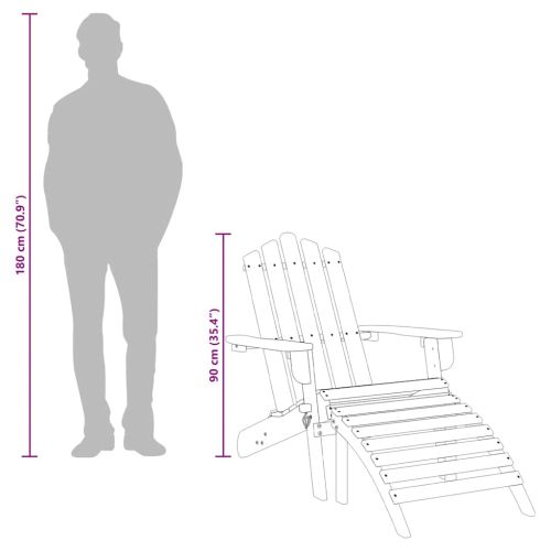 Градински стол "Адирондак" с опора за крака, акация масив