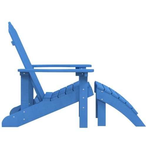 Градински стол Adirondack с табуретка, HDPE, аква синьо