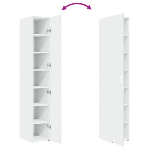 Висок шкаф, бял, 30x42,5x185 см, инженерно дърво