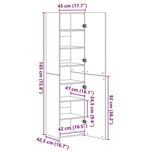 Висок шкаф, бетонно сив, 45x42,5x185 см, инженерно дърво