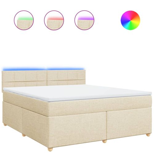 Боксспринг легло с матрак, кремава, 180x200 см, плат