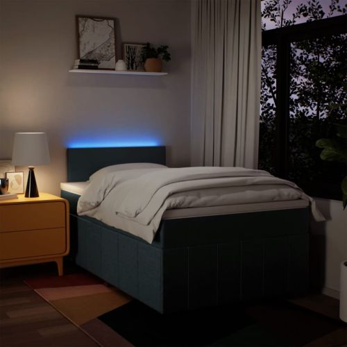 Боксспринг легло с матрак, синьо, 120x200 см, плат