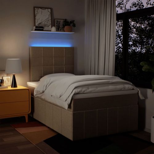 Боксспринг легло с матрак, кремаво, 120x200 см, плат