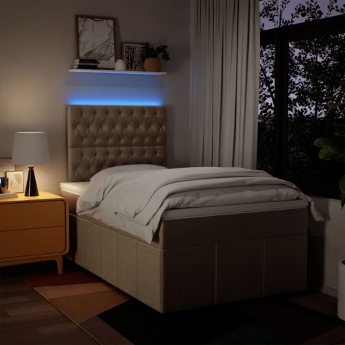 Боксспринг легло с матрак, кремаво, 120x200 см, плат