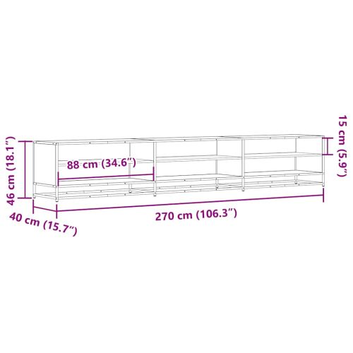 ТВ шкаф, сив сонома, 270x40x46 см, инженерно дърво