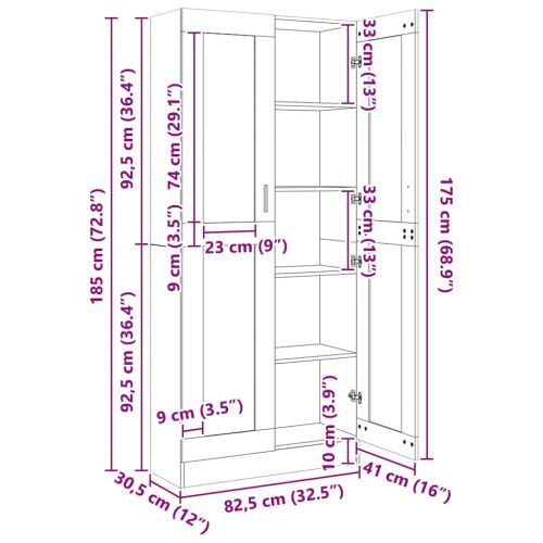 Висок шкаф, старо дърво, 82,5x30,5x185 см, инженерно дърво